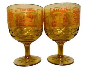 Novelty Risqué Funny Pedestal Glasses 60s 70s